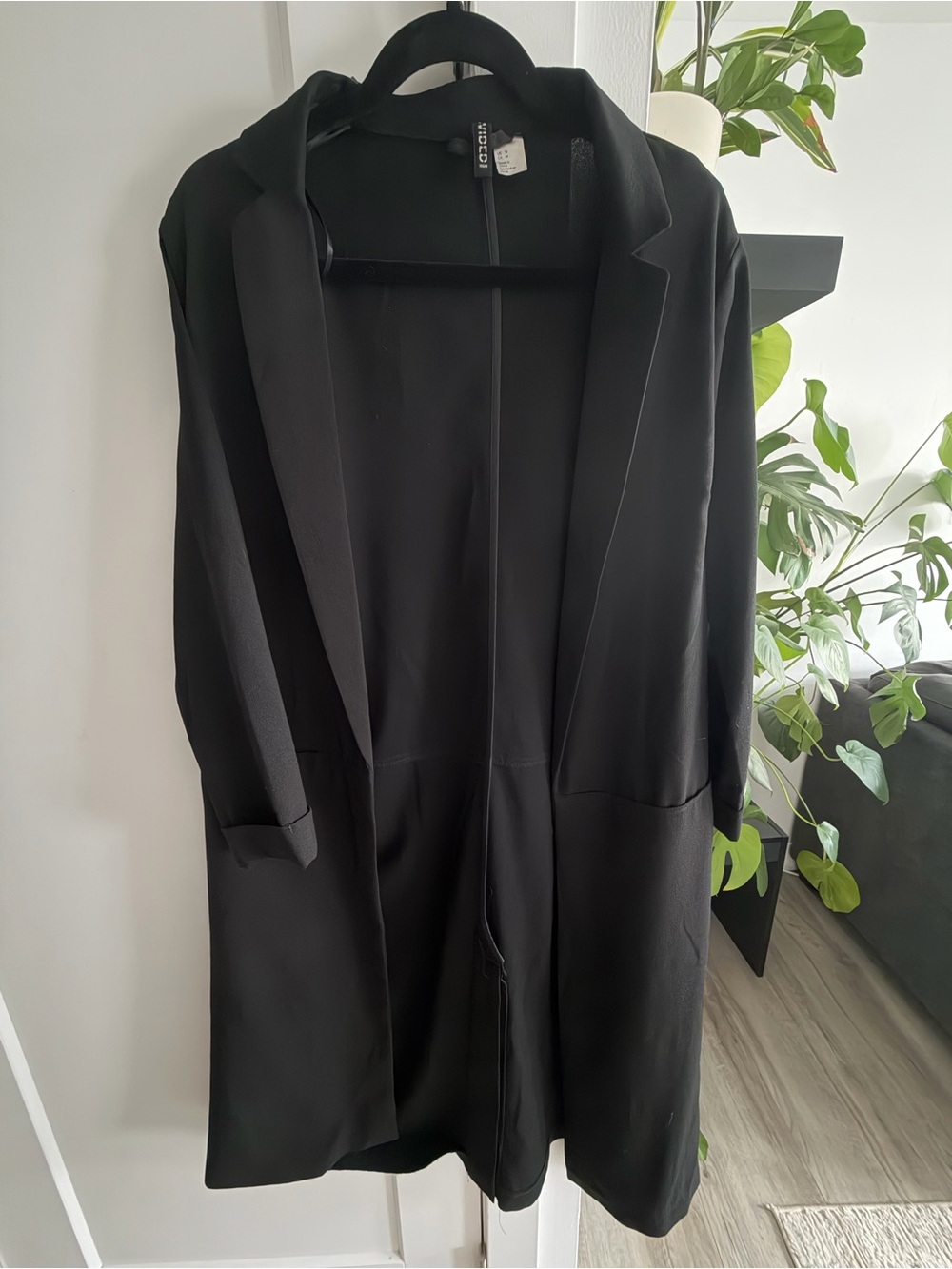 H&M Black Longline Open Trench Coat
